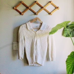 Pointelle Knit Button Sweater